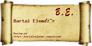 Bartal Elemér névjegykártya