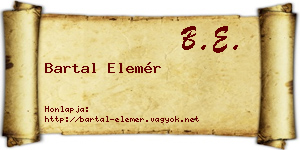Bartal Elemér névjegykártya